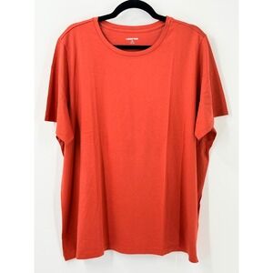 Lands End Womens sz 2X Orange Cotton Crew Neck Short Sleeve T-Shirt top